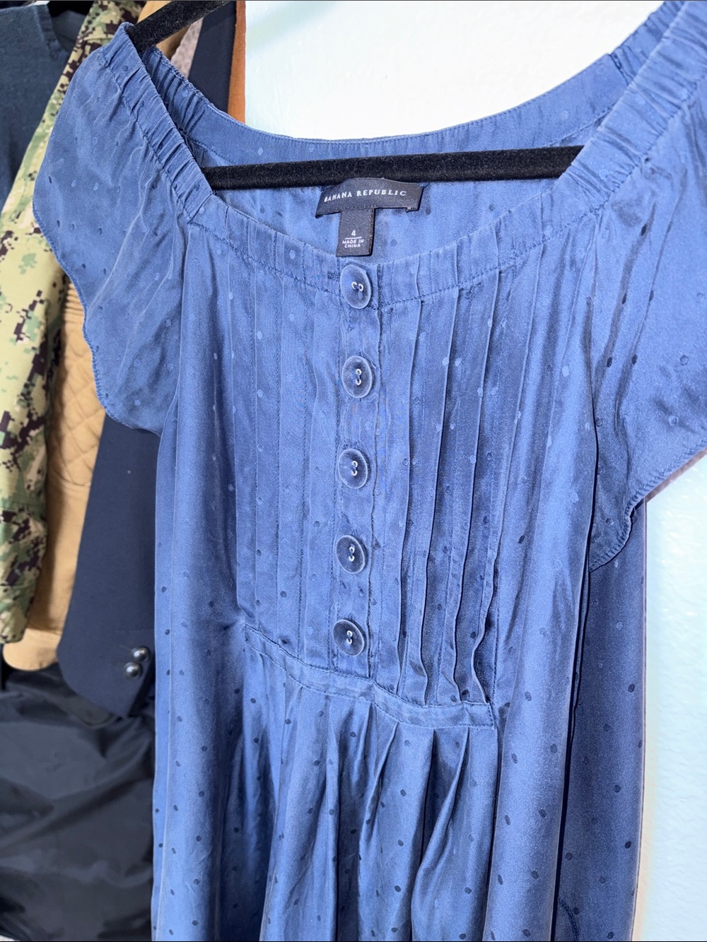 Banana Republic Navy Blue Midi Button-Front Dress - Picture 3 of 4